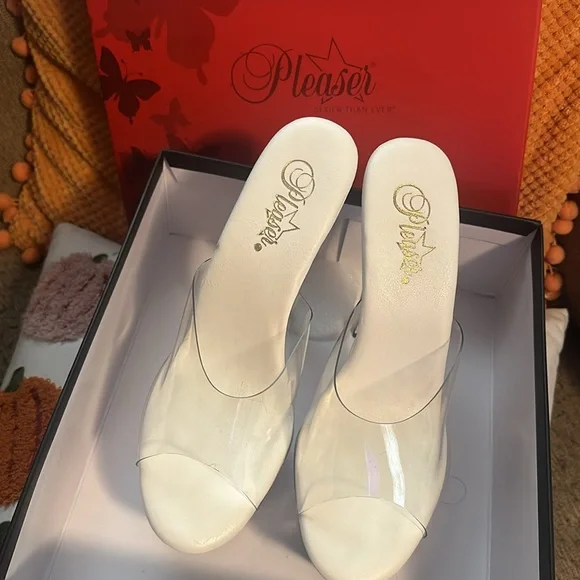 Never worn clear and white pleaser heels - Picture 2 of 5